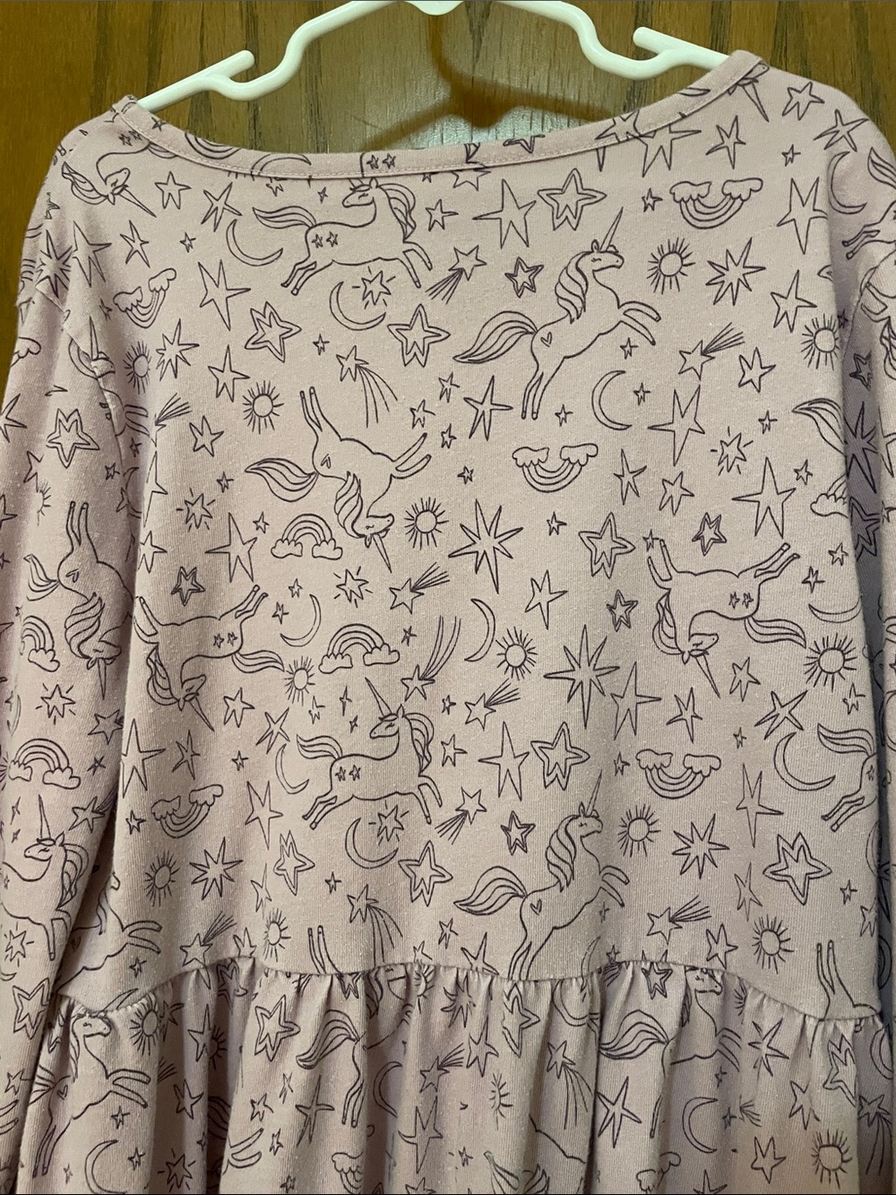 wonder nation Large (10-12) Plus Purple Unicorn Print Long Sleeve Dress Pockets - Picture 11 of 11